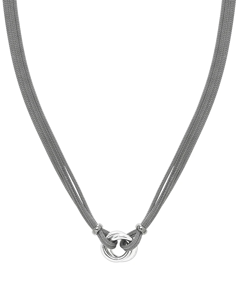 Love Knot Double Mesh Chain Pendant Necklace in Sterling Silver, 18"