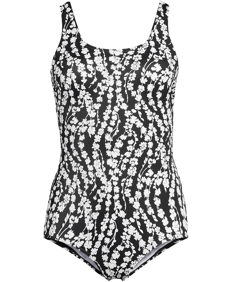 Lands' End Petite Tugless Low Leg One Piece Swimsuit