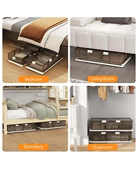 Pack 26.5 Gal Under Bed Storage Containers with Wheels Double Opening Lids