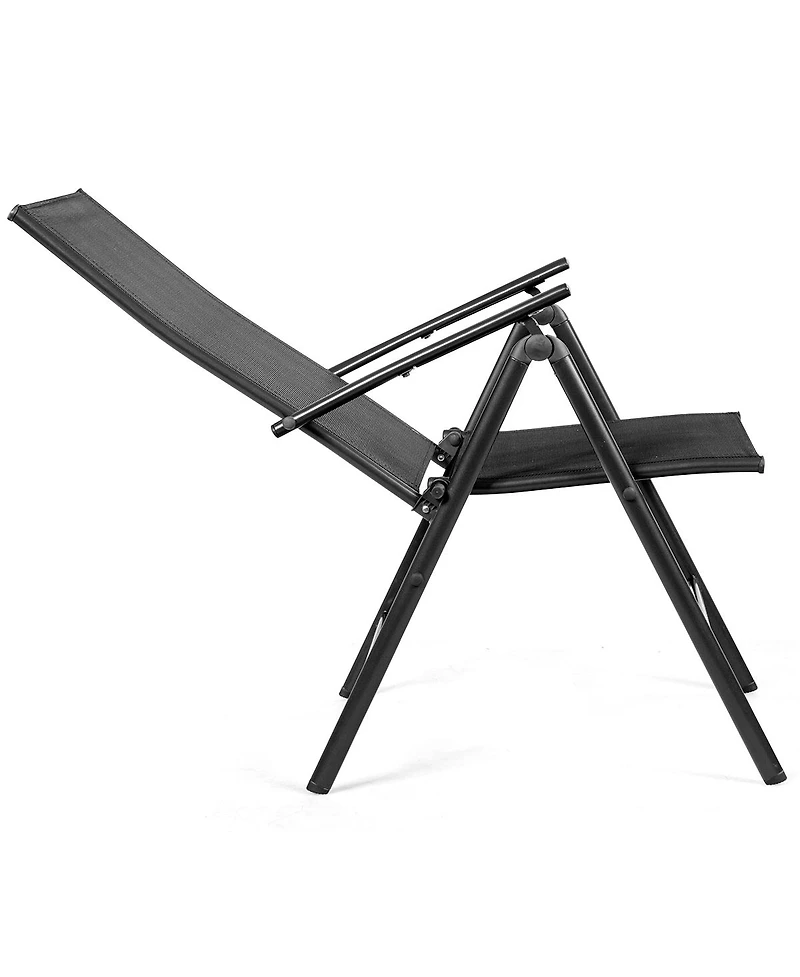 4PCS Patio Folding Dining Chair Recliner Adjustable