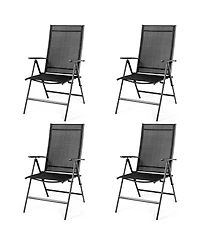 4PCS Patio Folding Dining Chair Recliner Adjustable