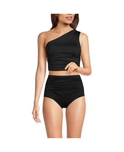 Lands' End Women's Dd-Cup Ruched One Shoulder Midkini Top