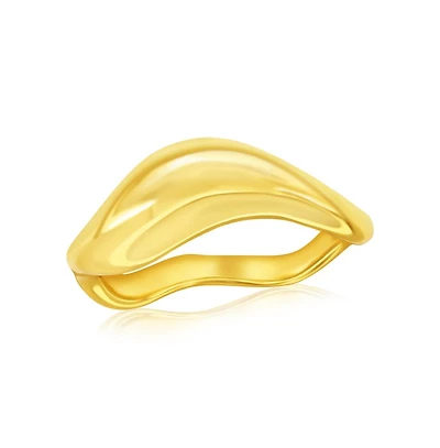 Sterling Silver, Gold Plated High-Polished Puffed Wavy Ring