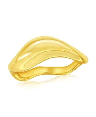 Sterling Silver Gold Plated High Polished Puffed Wavy Ring