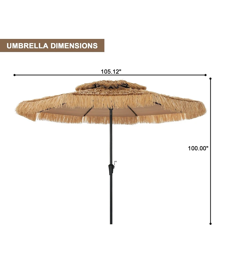 Ft. Outdoor Double Top Hawaiian Style Thatch Umbrella
