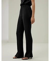 Lilysilk Women's Silk Straight Leg Trousers with Side Slit