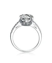 Sterling Silver White Gold Plated with Clear Cubic Zirconia Solitaire Ring