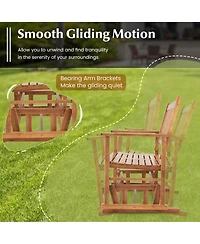 Patio Glider Loveseat Chair Swing Rocking Bench with Slatted Seat & Curved Backrest
