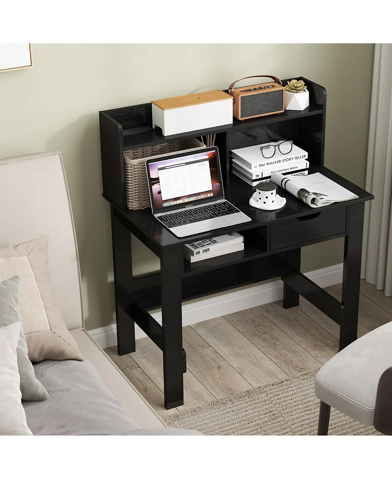 Computer Desk with Power Outlets, Usb Ports, and Type-c for Convenient Charging and Workspace Organization