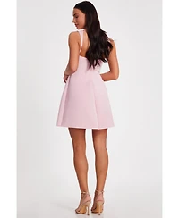 Quiz Women's Scuba Foam Mini Dress with Diamante Bow Detail