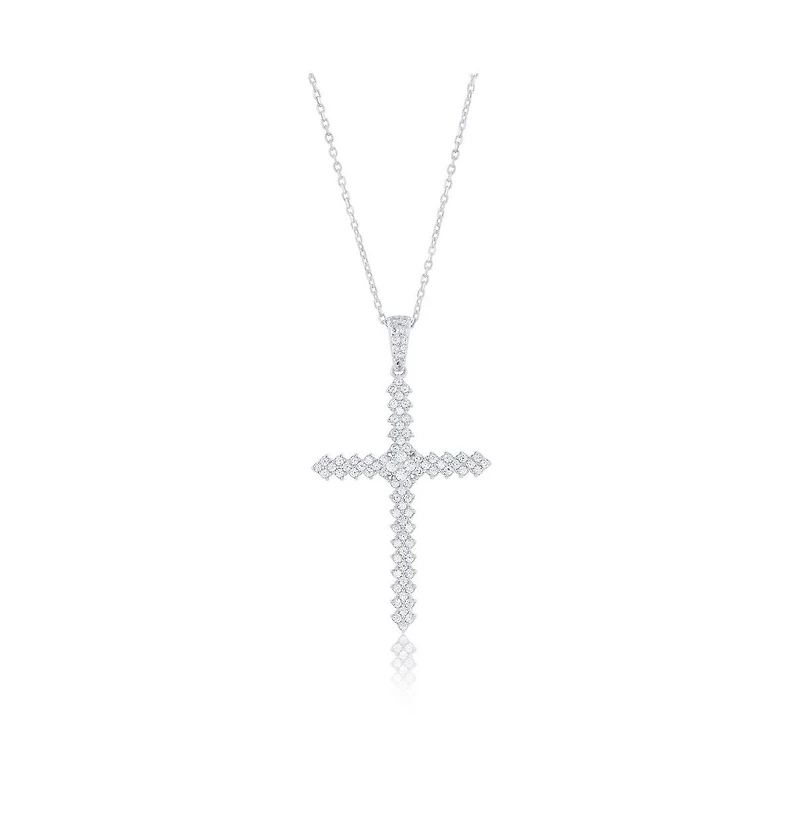 Sterling Silver, Cz Cross Pendant