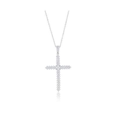 Sterling Silver, Cz Cross Pendant