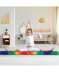 8 Ft Folding Gymnastic Beam with Anti-slip Base Pine Wood Frame Carrying Handle