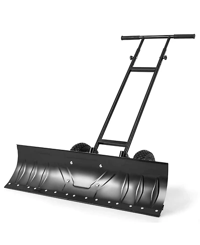 36" Snow Shovel Pusher with 10" Inflatable Wheels Adjustable Handle & Head