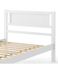 Wood Bed Frame with Headboard and Sturdy Wooden Slat Support for Mattress