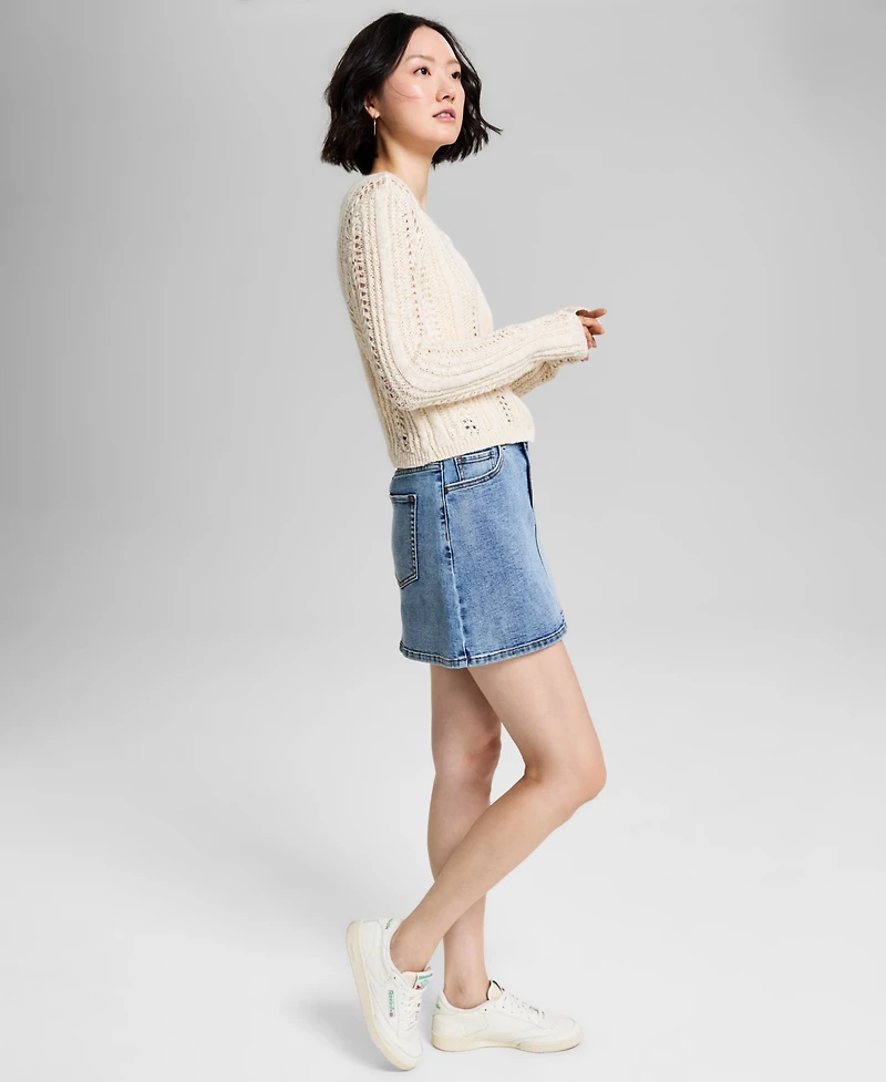 And Now This Women's Drawstring Denim Mini Skirt, Exclusively at Macy's