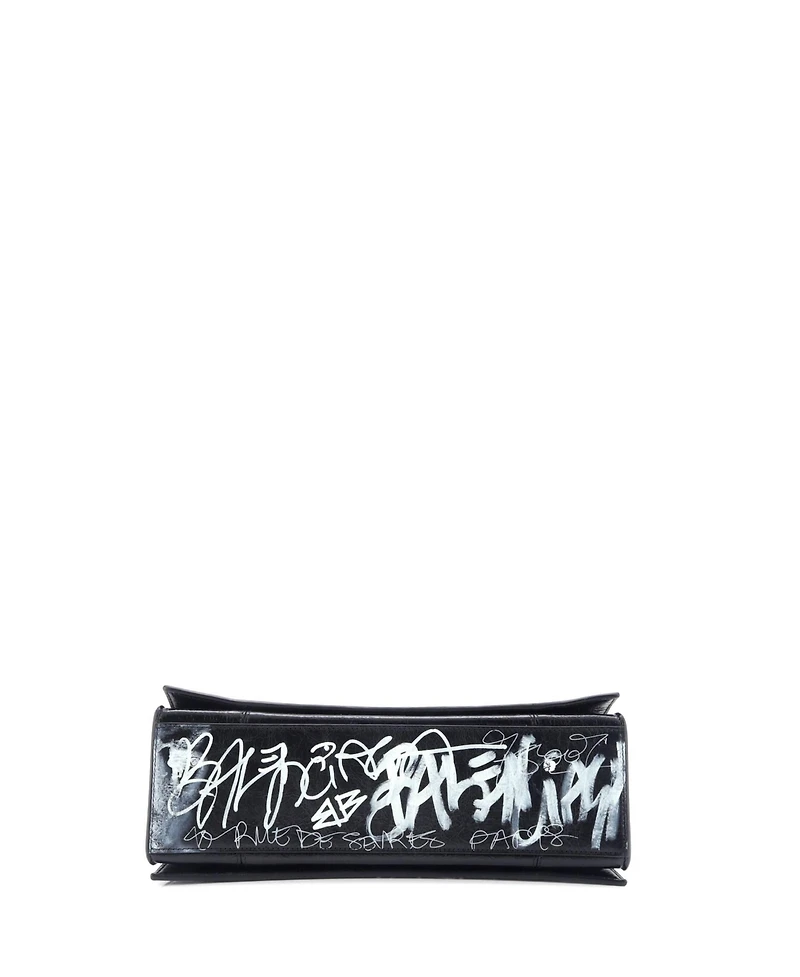 Pre-Owned Balenciaga Medium Graffiti Crush Chain Flap Bag Leather