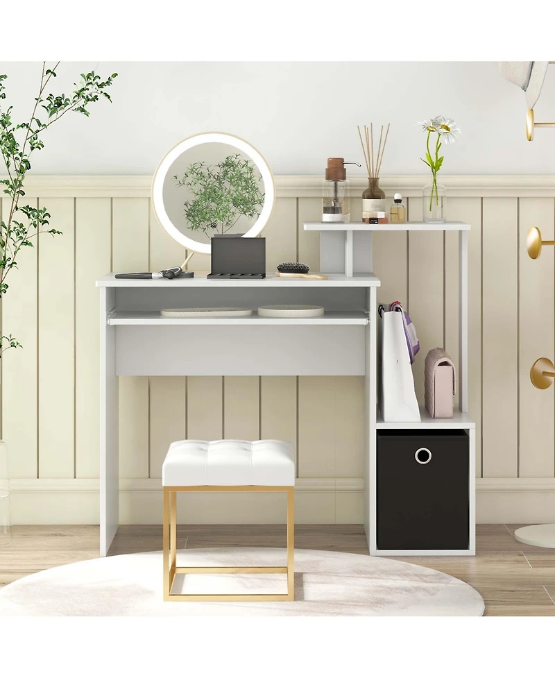 Home Office Computer Desk Space-saving Study Writing with Keyboard Tray