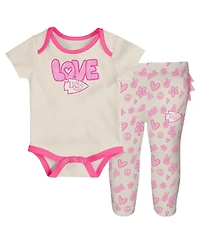 Outerstuff Baby Boys and Girls 2 Piece White Kansas City Chiefs All The Love Bodysuit and Pants Set