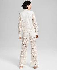 Now This Womens Crochet Woven Blouse Pants Exclusively At Macys