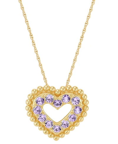 Macy's Amethyst (3/4 ct. t.w.) Heart Pendant Necklace in 14k Gold Over Sterling Silver