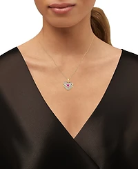 Macy's Created Ruby or Pink Sapphire (1 ct. t.w.) Heart Stud Earrings & Pendant Necklace in 14k Gold Over Sterling Silver, 16" + 2" extender