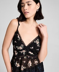And Now This Women's Lace-Trim Floral Print Sleeveless Top, Exclusively at Macy's