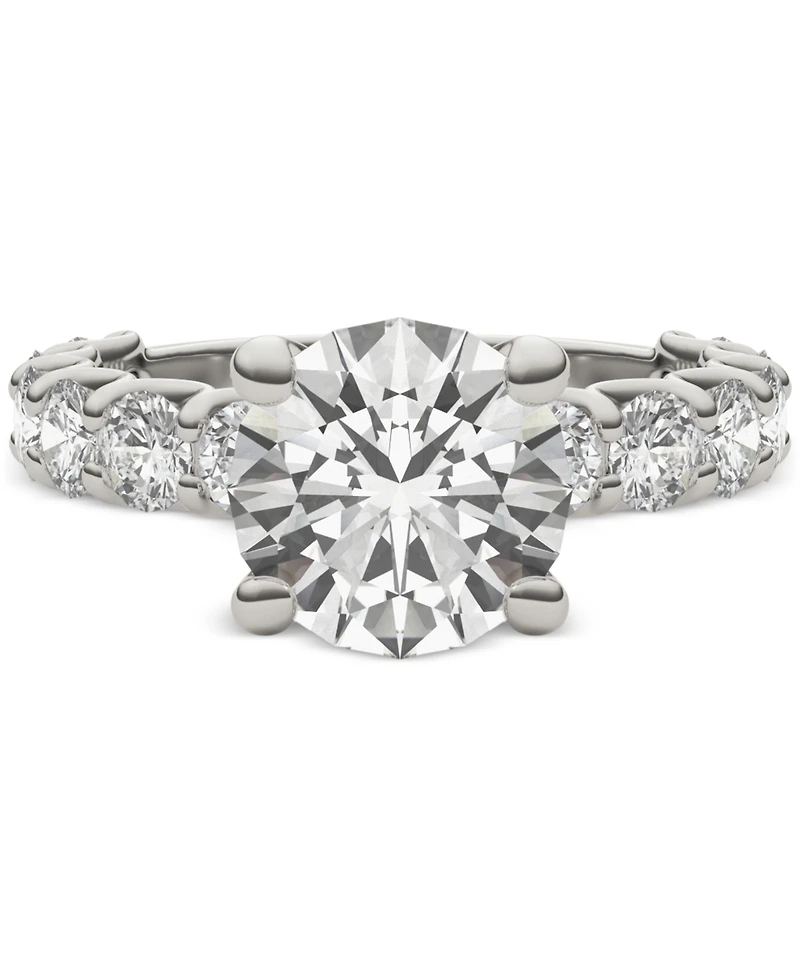 Charles & Colvard Moissanite Solitaire Trellis-Set Side Stone Ring (3-3/4 ct. t.w.) 14k White Gold