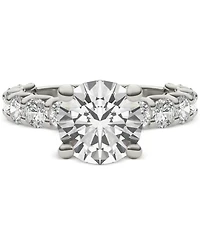 Charles & Colvard Moissanite Solitaire Trellis-Set Side Stone Ring (3-3/4 ct. t.w.) 14k White Gold