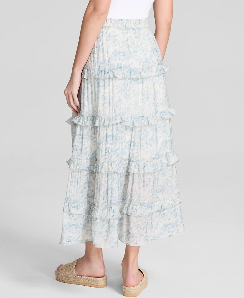 And Now This Women's Floral Tiered Pull-On Maxi Skirt, Exclusively at Macy's