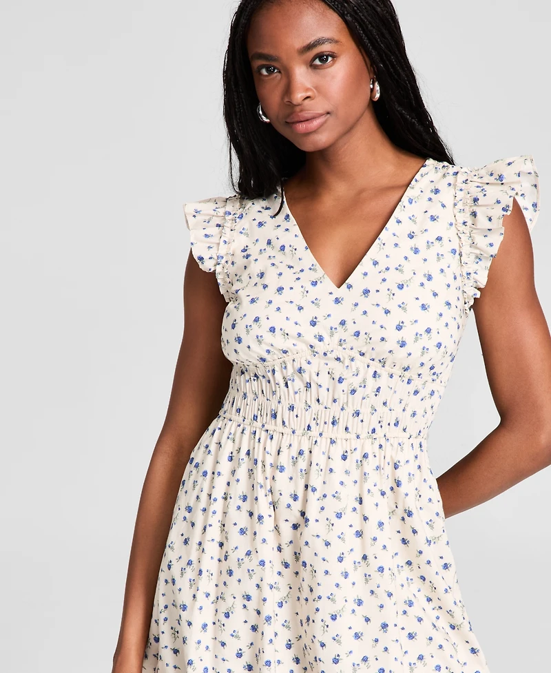 And Now This Women's Floral Cotton Bubble-Hem Mini Dress, Exclusively at Macy's