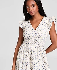 And Now This Women's Floral Cotton Bubble-Hem Mini Dress, Exclusively at Macy's