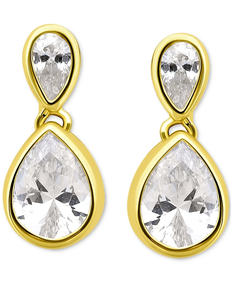 Giani Bernini Cubic Zirconia Mixed Cut Bezel Frame Drop Earrings, Exclusively at Macy's