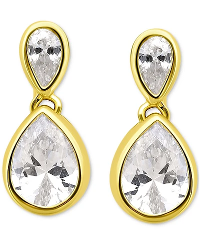 Giani Bernini Cubic Zirconia Mixed Cut Bezel Frame Drop Earrings, Exclusively at Macy's