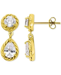 Giani Bernini Cubic Zirconia Mixed Cut Rope Frame Drop Earrings, Exclusively at Macy's