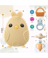 Sperric Toddler Easter Teether Set, Bunny, Carrot, Chicken, Rattle Egg & Basket Teething Toys Cute Teethers Gift Set