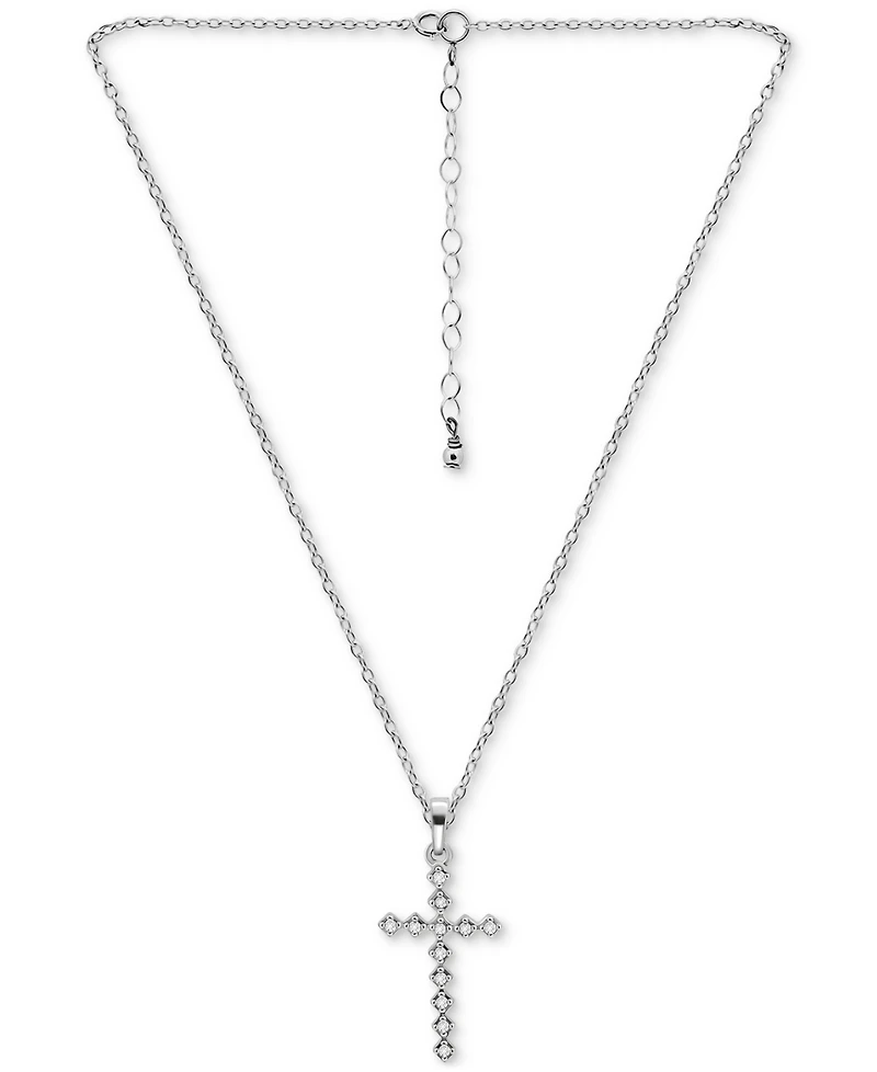 Giani Bernini Cubic Zirconia Pave Cross Pendant Necklace (1/5 ct. t.w.) in Sterling Silver, 16" + 2" extender