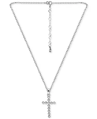 Giani Bernini Cubic Zirconia Pave Cross Pendant Necklace (1/5 ct. t.w.) in Sterling Silver, 16" + 2" extender