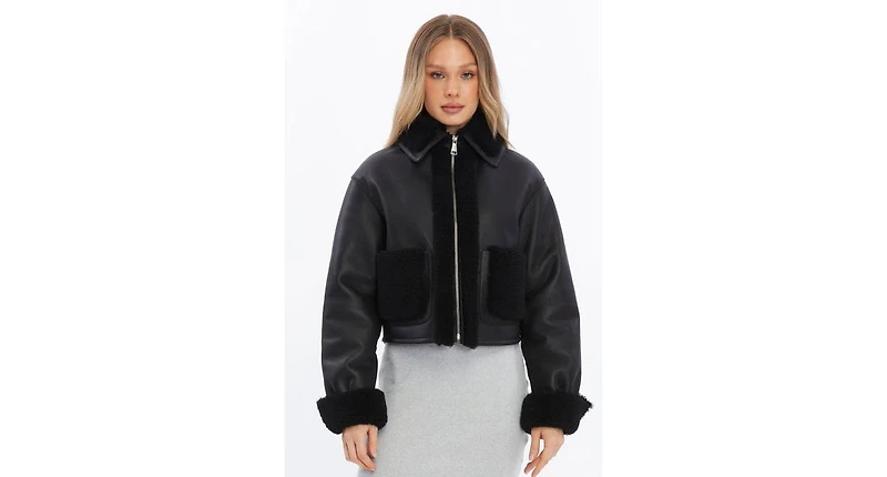Furniq Uk Women's Genuine Shearling Jacket