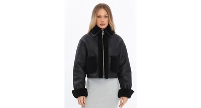 Furniq Uk Women's Genuine Shearling Jacket