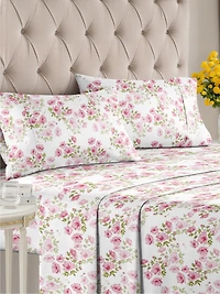 4 Piece Microfiber Floral Sheet Set