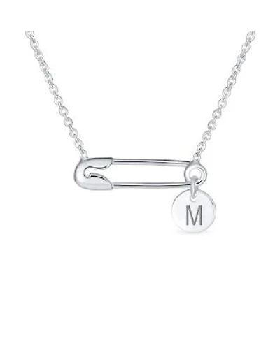 Bling Jewelry Initial Alphabet A-z Solidarity Pendant Necklace Sterling Silver Safety Pin Design