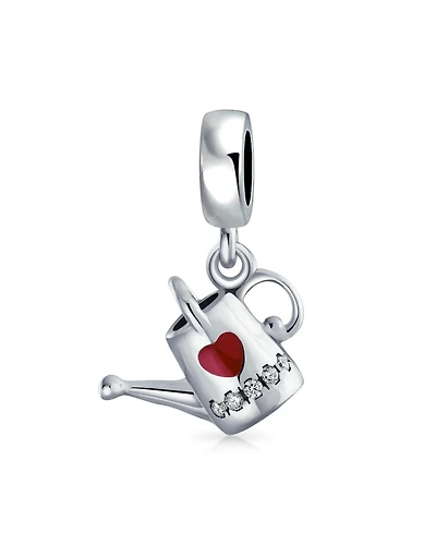 Bling Jewelry Love Red Heart Watering Can Dangle Charm Bead Enamel Sterling Silver Bracelet