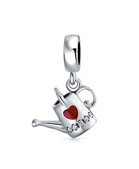 Bling Jewelry Love Red Heart Watering Can Dangle Charm Bead Enamel Sterling Silver Bracelet