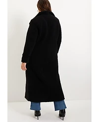 June + Vie Women's Plus Maxi Teddy Fleece Coat
