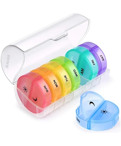 Sukuos Weekly Pill Organizer 7 Day 2 Times a