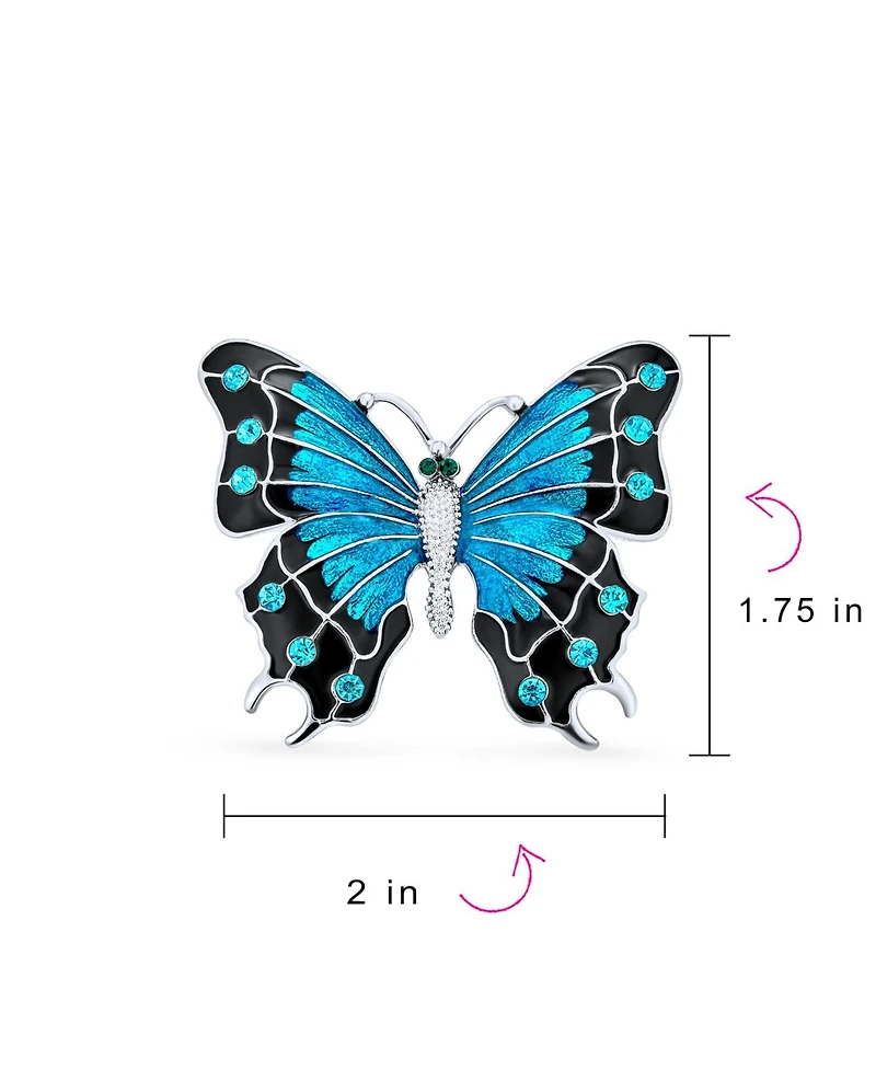 Bling Jewelry Large Multi Color Butterfly Brooch Pin Crystal Accent Enamel Gold Plated