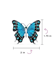 Bling Jewelry Large Multi Color Butterfly Brooch Pin Crystal Accent Enamel Gold Plated