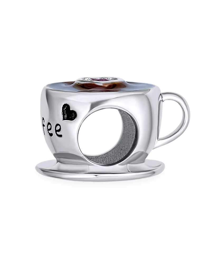 Bling Jewelry Red Cz Heart Coffee Cup Charm Bead Sterling Silver European Bracelets