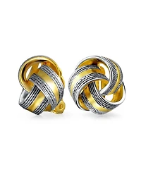 Bling Jewelry Twisted Cable Love Knot Clip-On Earrings Two-Tone Non-Pierced Black & Gold